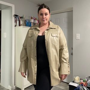 Faux leather shacket